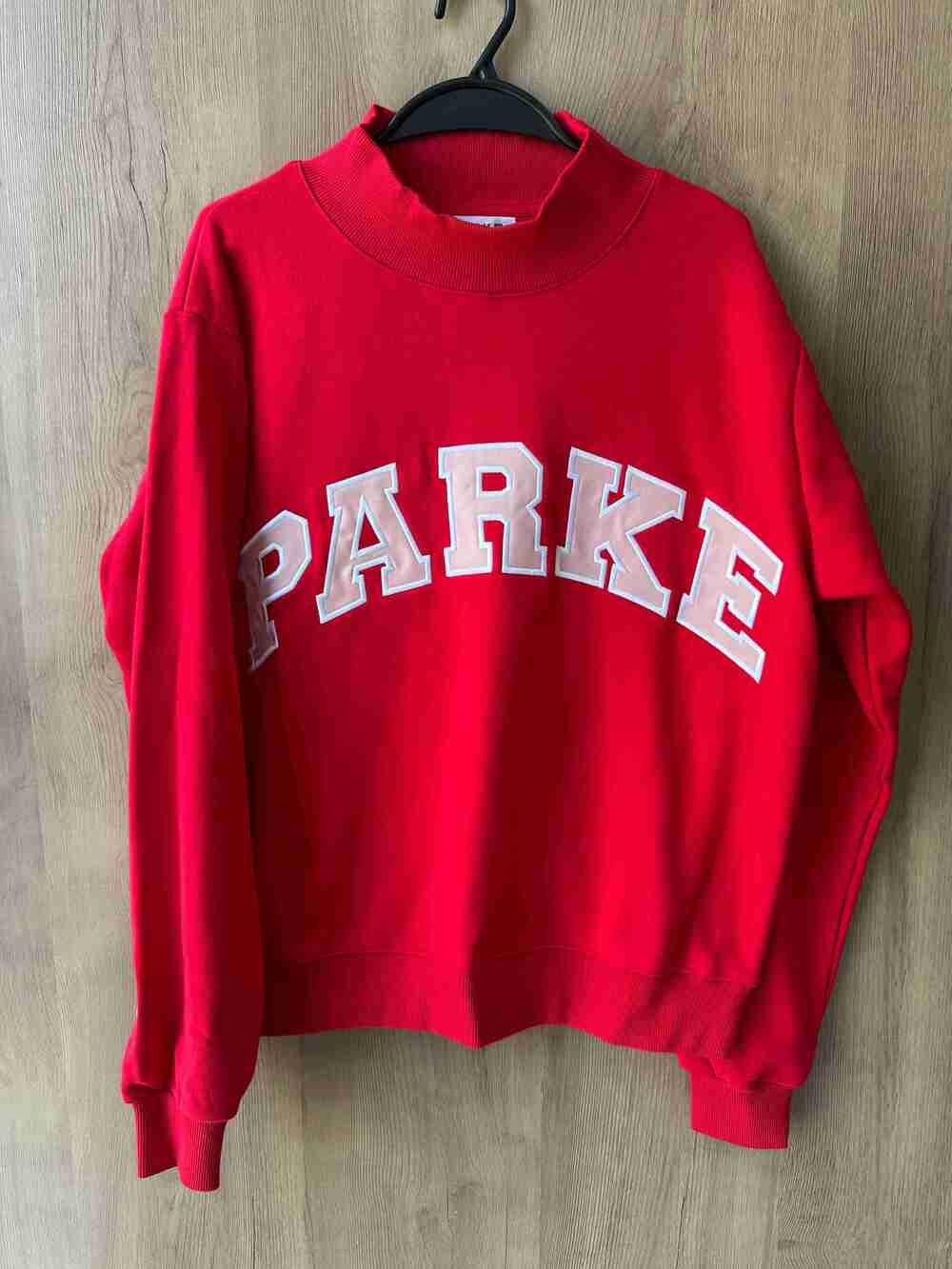 PARKE Red Mock Neck Varsity Sweatshirt